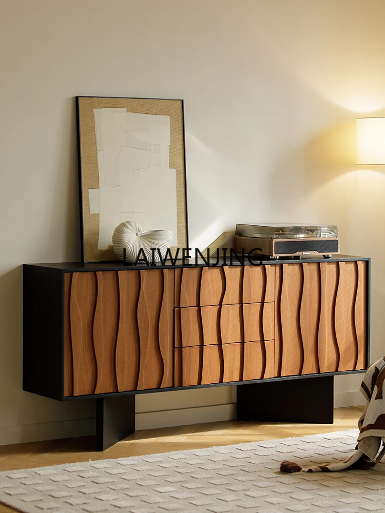 

SGF solid wood dining side cabinet retro teak simple wall entrance locker