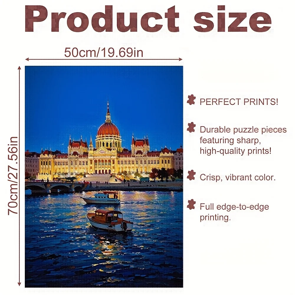 Rompecabezas de paisaje urbano de Budapest Hungría para adultos, 1000 Uds., grande, 20x28 pulgadas (50x70cm), reflejos del río Danube con Bui icónico