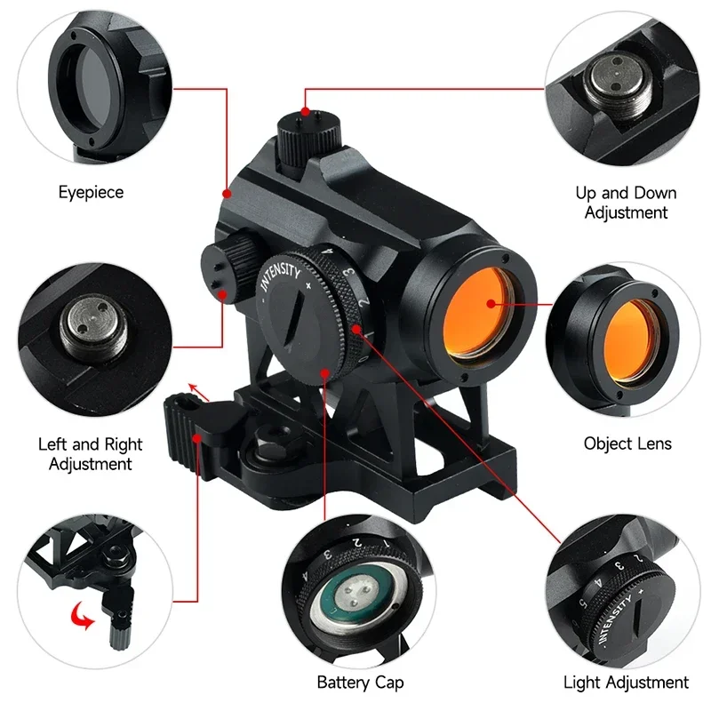 Imagem -02 - Tactical Red Dot Sights Óptica Reflex Scope Shockproof Gun Riflescopes Compact Colimador Fit para Caça Tiro 2moa 1x25