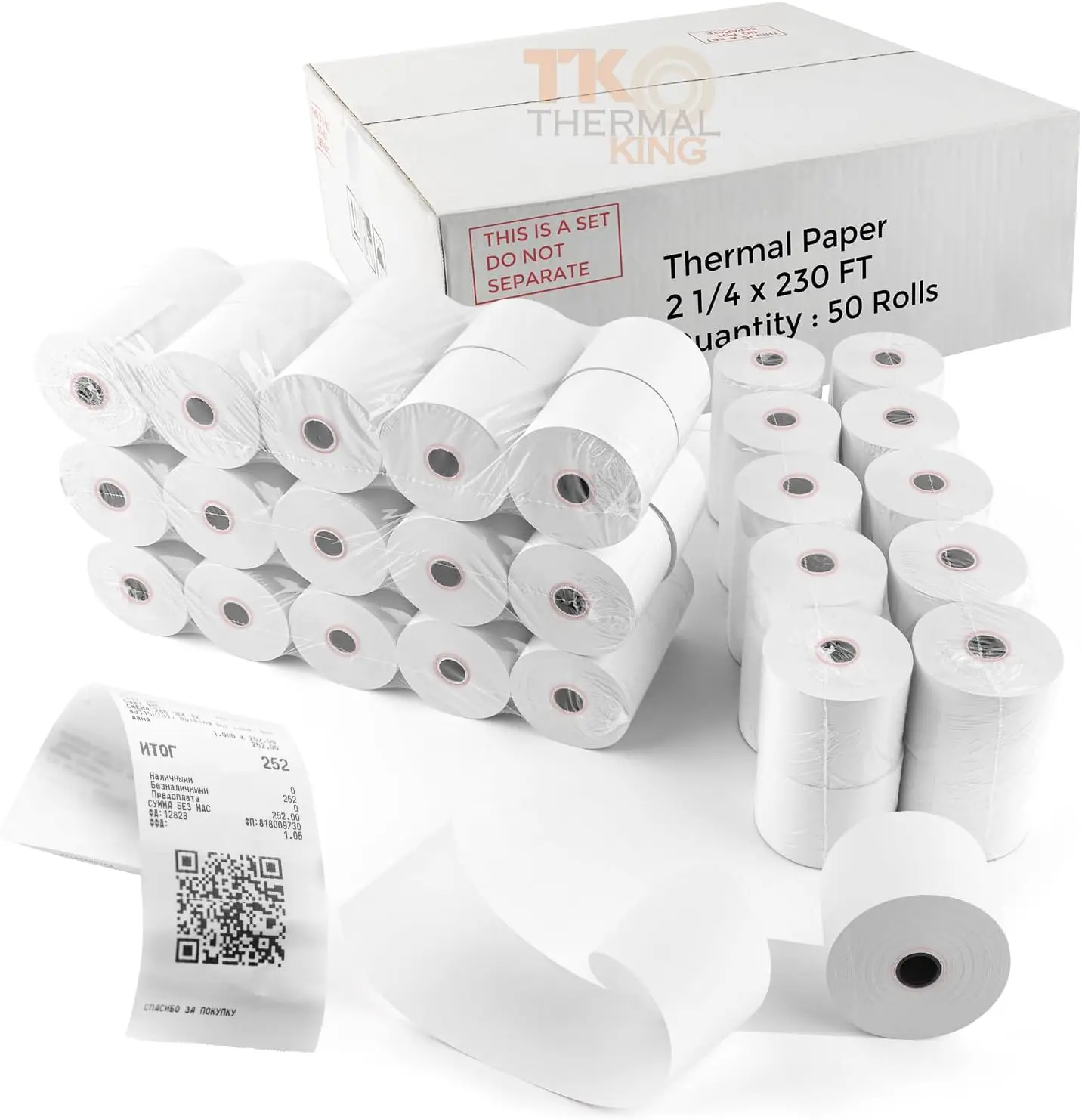 

50 Rolls 2 1/4" x 230' Thermal Paper for POS Cash Registers, Fits Most Credit Card Terminals