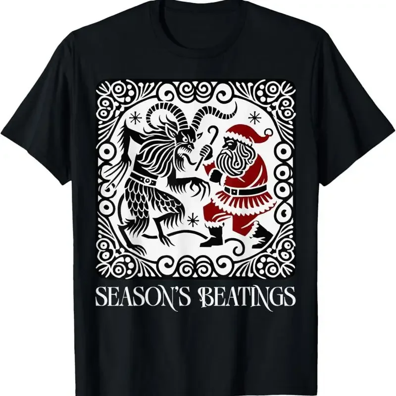 Lustiges Vintage Krampus vs. Santa Holiday Krampusnacht T-Shirt