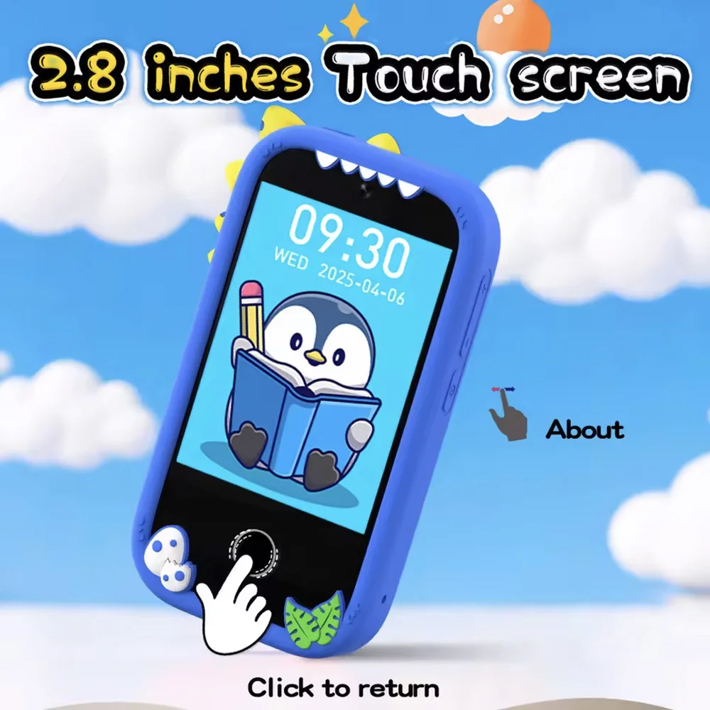 Kids Smart Phone Camera Toys With 32G Touchscreen Age 3-12 Baby Mobile MP3 Player Digital Camera Educational Toys for Girls Boys