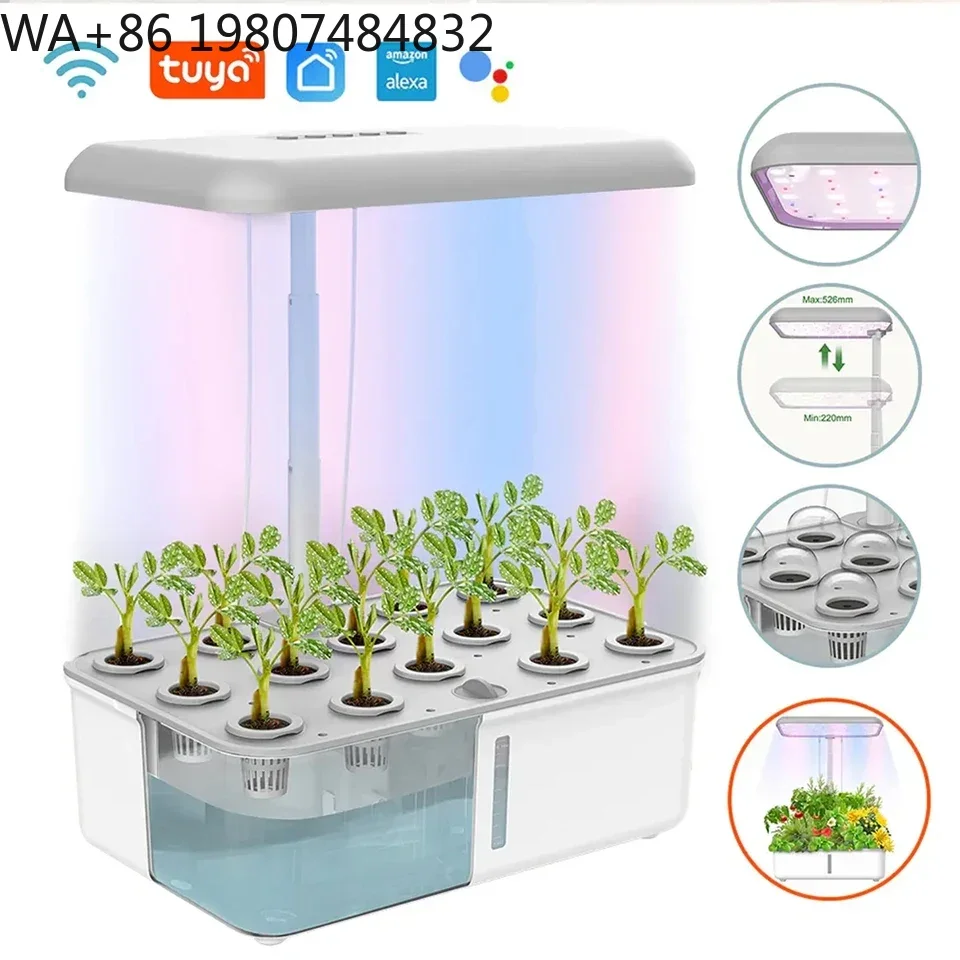 11 Pod Motor Driven Hydroponic Cultivation Kit 24W Full Spectrum Timing LED Light Auto Circulation Soilless Gear For Kitchen