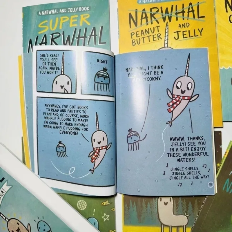 8 Books/set Narwhal and Jelly Storybook Children's  Comic Book Kids English Reading Gift Paperback