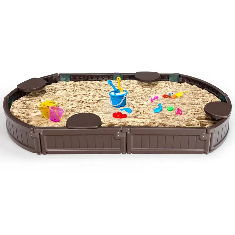 Image 3: Boîte à sable avec siège d'angle intégré et revêtement inférieur - Marron