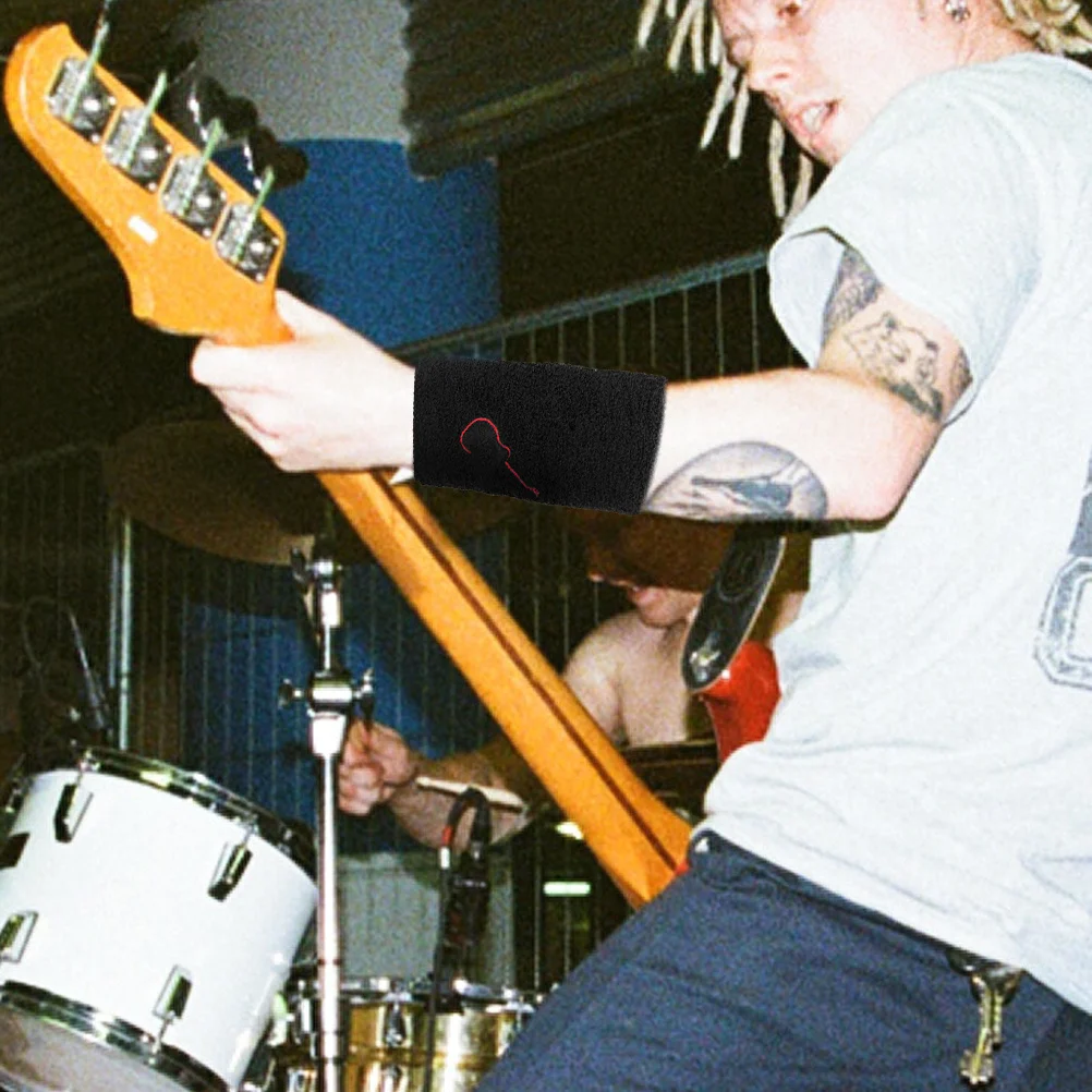 

Wrist Band For Musicians Black Sweatbands Drummer Guitar Player Elastic Wrist Protector Performance Accessory Arm Bands