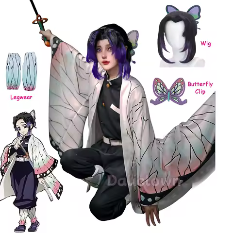 Kochou Shinobu Cosplay Costume Adult Kids Anime Shinobu Wig Women Girls Uniform Kimono Haori Women Child Carnival Party Costume