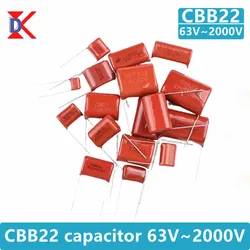 10PCS CBB22 Polypropylene Film Capacitor Brand New 63V 100V 250V 400V 630V 1600V 2000V Full Series 104 105 225J 1UF 2.2UF 100NF