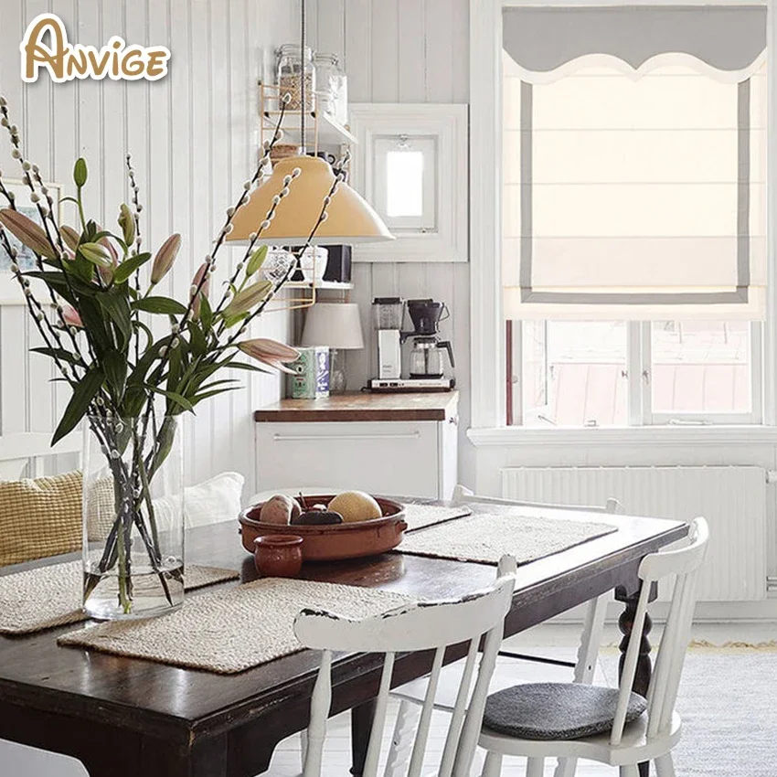 

Anvige modern 60 colors roman shades with trim, made to measure roman blind,made of cotton fabric