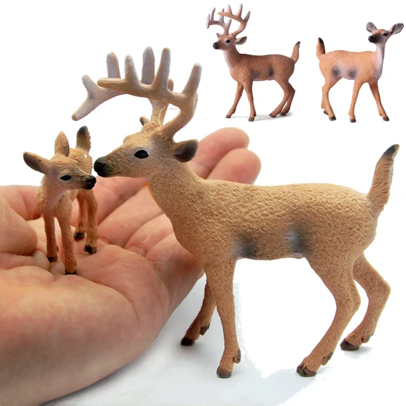 Christmas Decor Educational Toy Deer Figurine Animal Model Figure Kids Gift Miniature Forest Animal Zoo Statue decor Home Decore