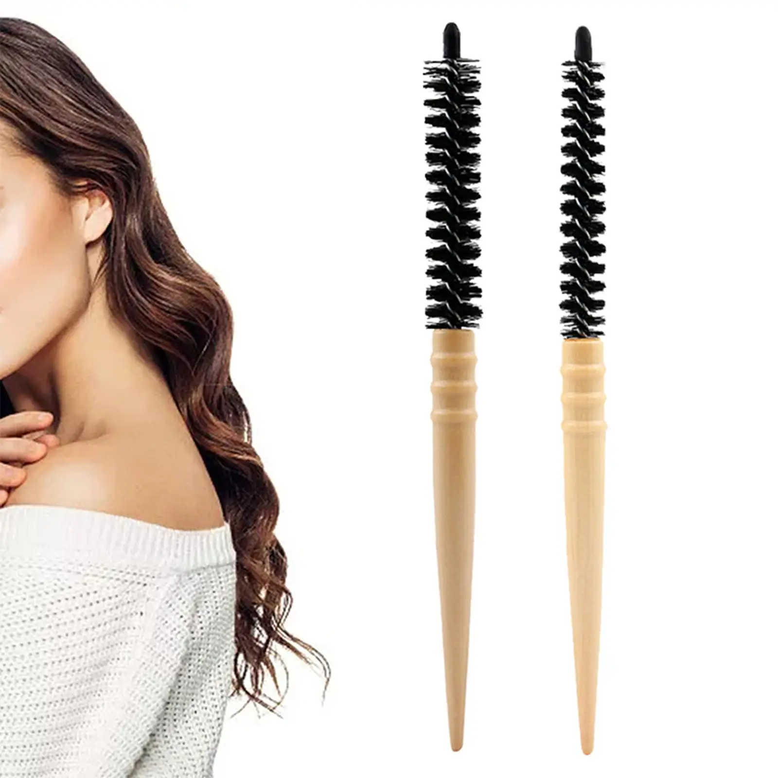 فرشاة شعر مستديرة صغيرة ، فرشاة تصفيف الشعر المجعد والمموج