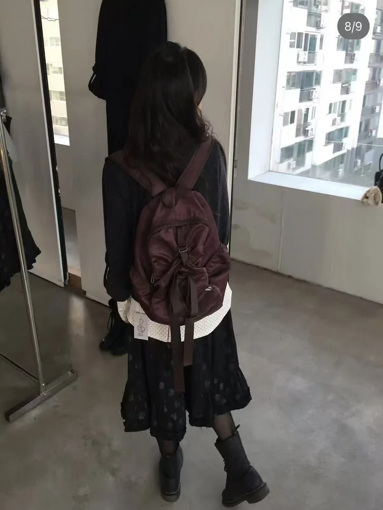 Cute Polka Dot f Skirt with Gathered Waist Elastic Cotton Vintage Sle Women's Casual Gingham Plaid  Skirt