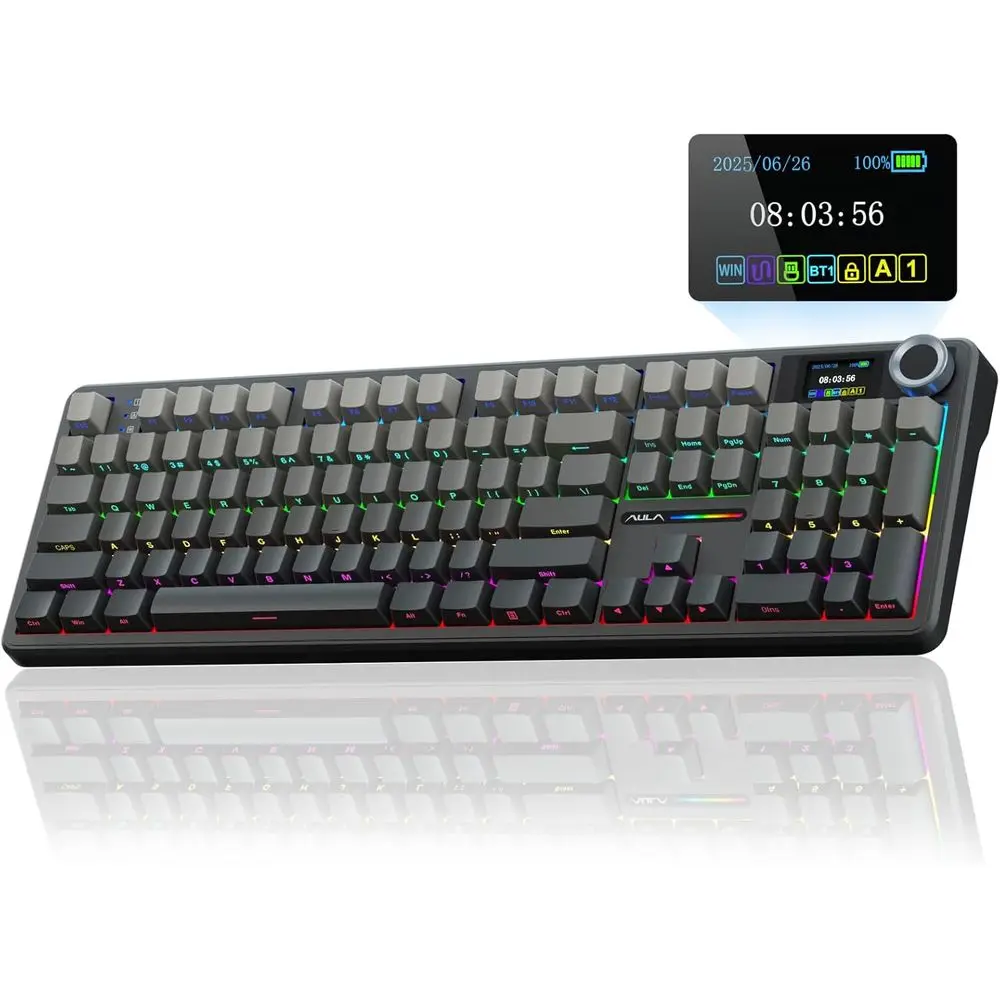 Mechanical Gaming Keyboard - Compact Size, 8000mAh Battery, Pre-lubed Switches, Side-Printed PBT Keys, RGB Backlit, Hot Swappabl