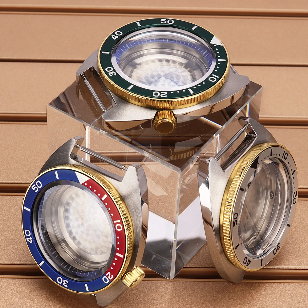 41mm Silvery Gold NH35 Watch Case Sapphire Glass For Tuna Turtle NH35 NH36 NH38/34 28.5mmDial With Chapters Ring Seiko Mod Parts