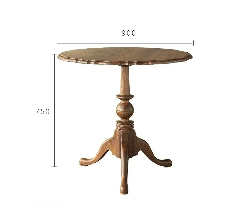 

Y Черный орех, французский ретро, маленький круглый обеденный стол из массива дерева, балкон, чайный диван, приставной столик, круглый обеденный стол