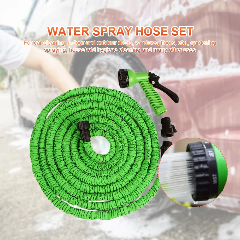 25FT-200FT Expandable Water Hose Extensible Hose Watering Pipe Water Sprayer Garden Hose Irrigation Pipe 7 Mode Garden Water Gun