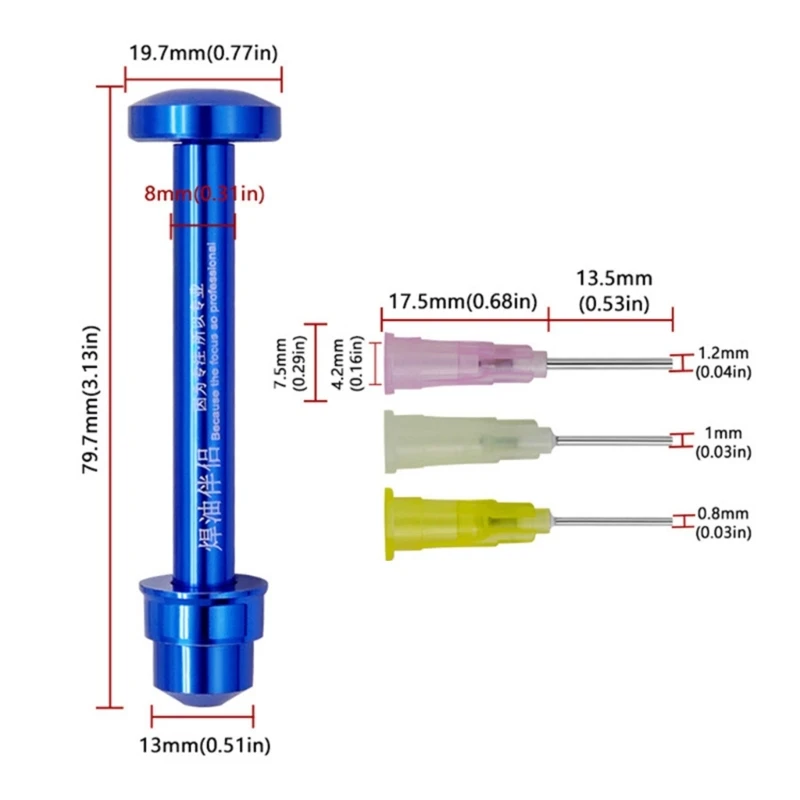 M6CF Welding Soldering Oil Pusher Manual Syringes Plunger Dispenser Repair Aluminum