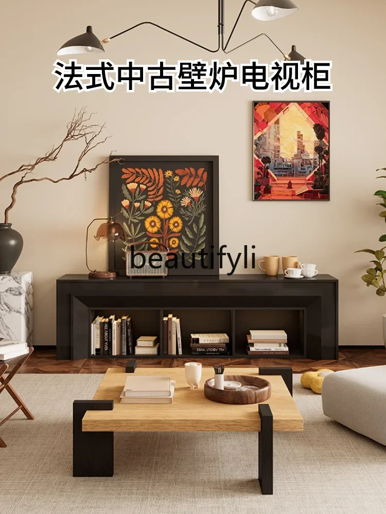 New arrive French antique TV cabinet American retro TV cabinet surprise fireplace decorative cabinet