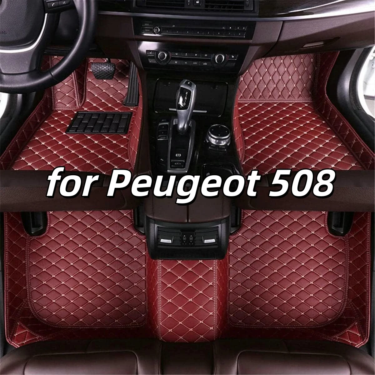 

Accessories car floor leather mats fits for Peugeot 508 2012 2013 2014 2015 2016 2017 vehicle full set carpet pads