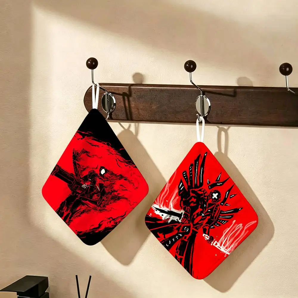 Cartoon Cute Game ULTRAKILL Polyester Cotton Hand Wiping Towel, Hanging Towel, Quick Dry for Kitchen Bathroom Daily Supplies