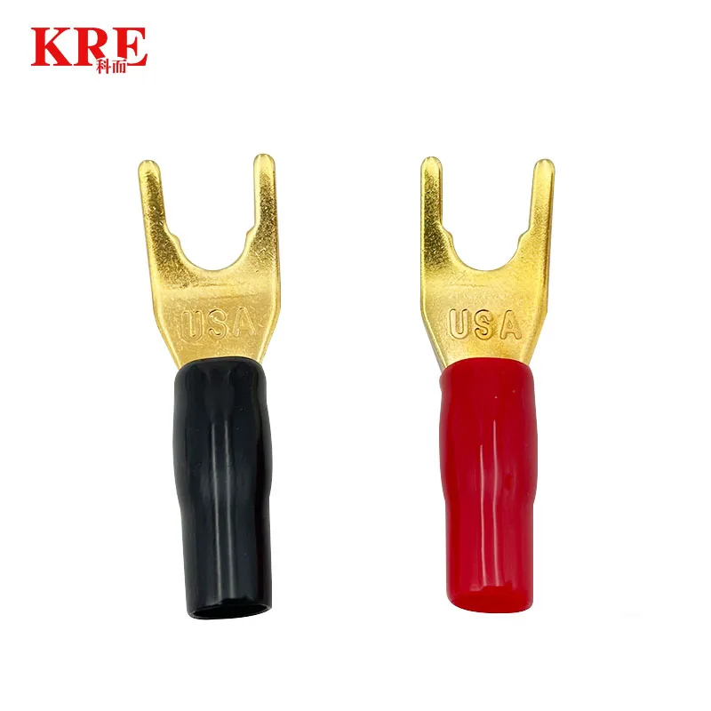 20Pcs/4Pairs Y/U Spade Banana Connectors Gold Plated Solderless Fork Speaker Banana Plug Adapter