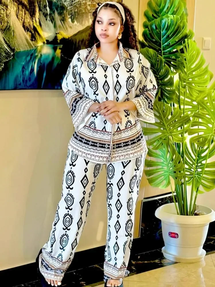 2 Piece Women Sets Dashiki African New Arrival Spring Autumn Matching Sets Two Pieces Sets Tops And Pants Suits Outfits Clothing