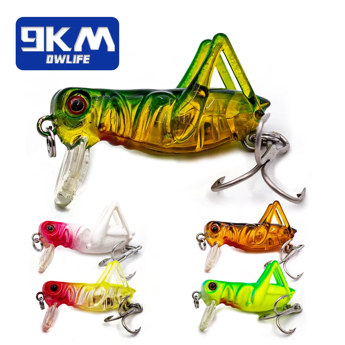 9KM Fishing Lures 3.1g Cricket Shape Lures Crankbait Bass Fishing Hard Baits Saltwater Topwater Cicada Lure with Treble Hook