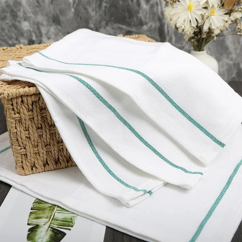 4pcs/set Household Table Cleaning Cloth Cotton Placemat Kitchen Towel White Napkin 30*38cm Tea  Absorbent Rag Scouring Pad