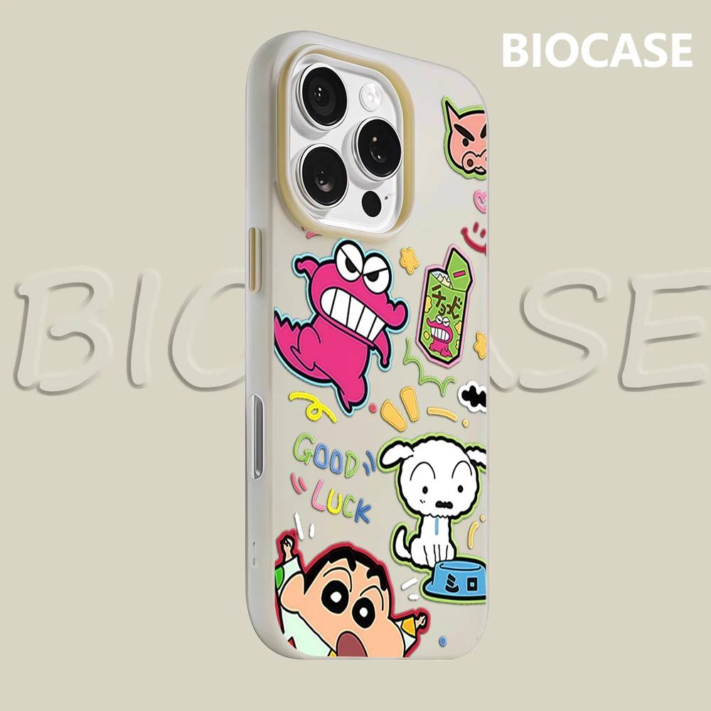 Shin-chan Cute Crayon IPhone 17 Must-Haves Handyhülle für IPhone 16 Pro Max 15 14 13 12 Plus Doppelschichtige Candy Cover