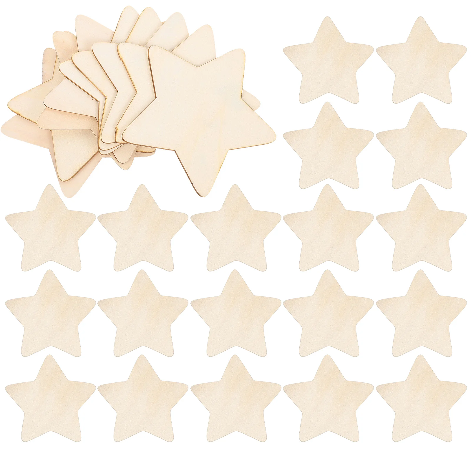 

50Pcs Five-Pointed Star Wooden Slices Creative DIY Wood Chips for Kids Painting Crafts Decoration Supplies Wooden Chips