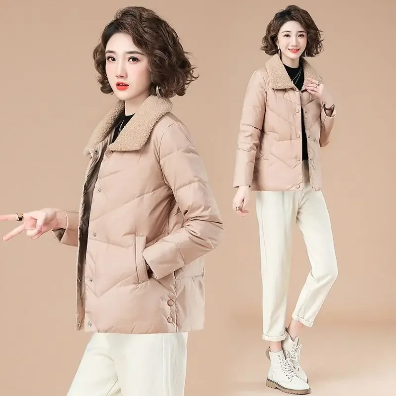 

Coat Women's Short Coat Small Cotton Coat Women Women's Fashion with Fleece Lamb Wool Cotton