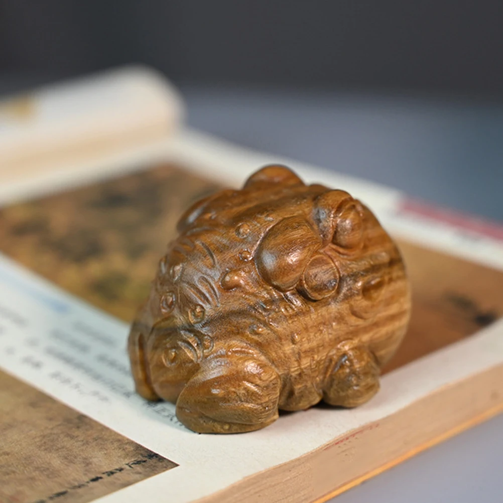 

Wooden Carving Toad Ornament Home Office Decor Desktop Decoration Premium Craft Unique Artistic Design Exquisite Shape