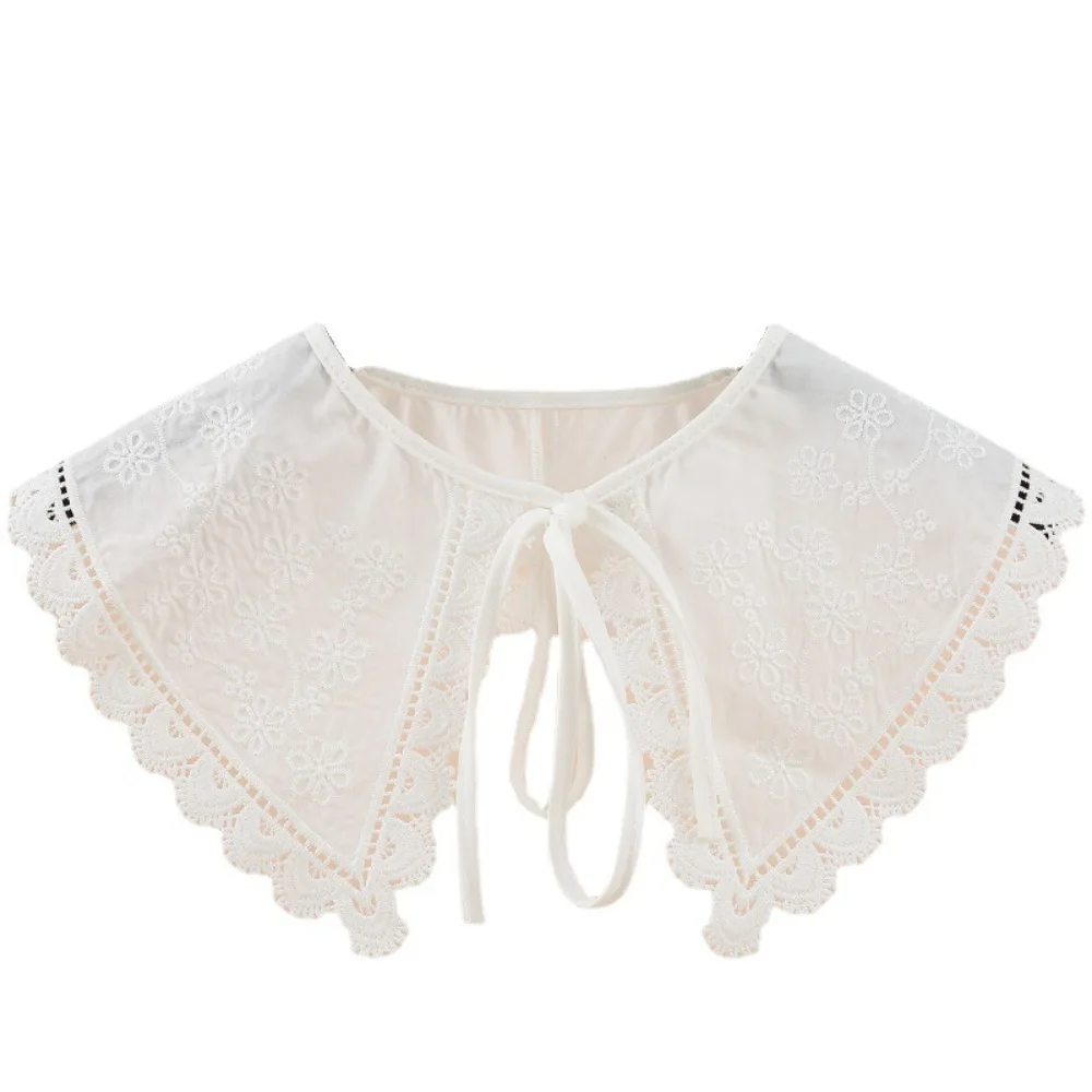 Hollow Out Lolita Jacquard Fake Collar Lace Ruffled Trim Clothes Accessory Shoulder Wrap Double Layer Ruffles Shawl Wrap Women