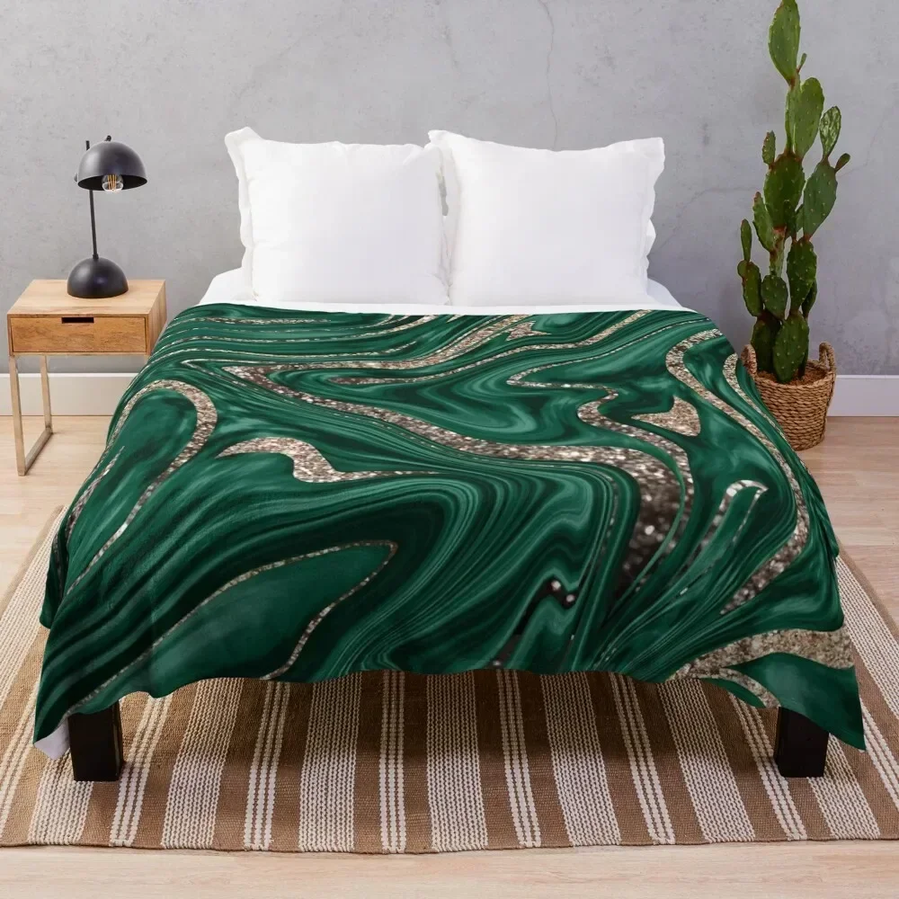 

Emerald Green Black Gold Glitter Marble #1 (Faux Glitter) #decor #art Throw Blanket Luxury St Comforter decorative Blankets