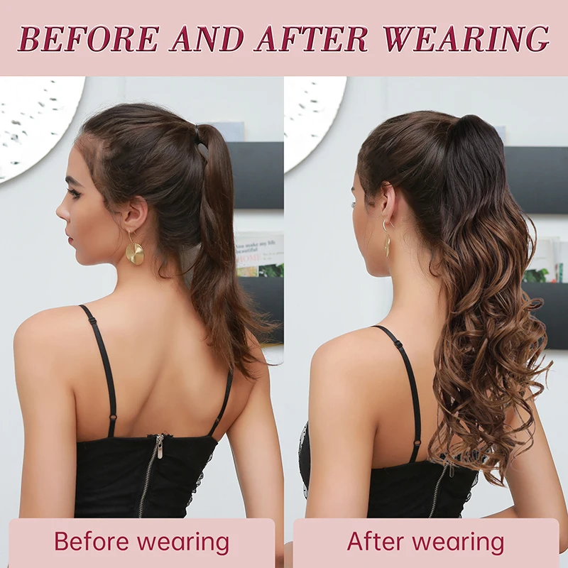 22-дюймовый длинный волнистый парик с зажимами в хвосте подходит для женских повседневных встреч и косплея в виде вьющегося хвоста