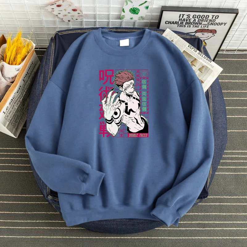 Jujutsu Kaisen Ryomen Sukuna Printing Hoodies Soft Brand Sportwear Thermal Vintage Mens Sweatshirt Oversized Soft Men'S Hoodie