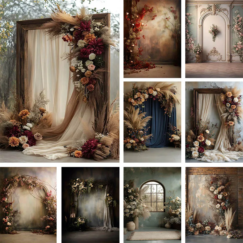 Mehofond Photography Background Boho Floral Retro Texture Wall Adult Birthday Maternity Art Portrait Decor Backdrop Photo Studio
