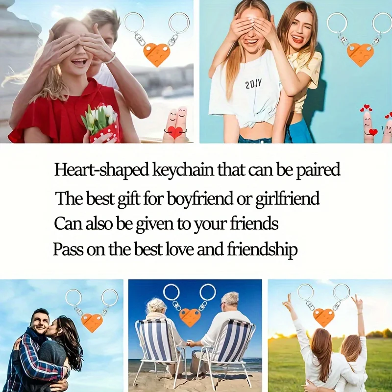 1pcs Red Love Heart Building Block Keychains ForCouples Friendship Women Men Girl Boy Love Heart Brick KeyRing Birthday Gift