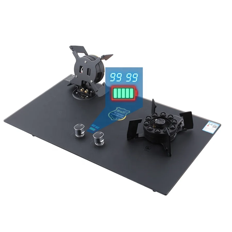 

CE Smart Timer Kitchen Appliance Built in lpg Glass Top Double Two 2 burner Gas Range Cooker Hob Flip Gas Stove 2 Burners