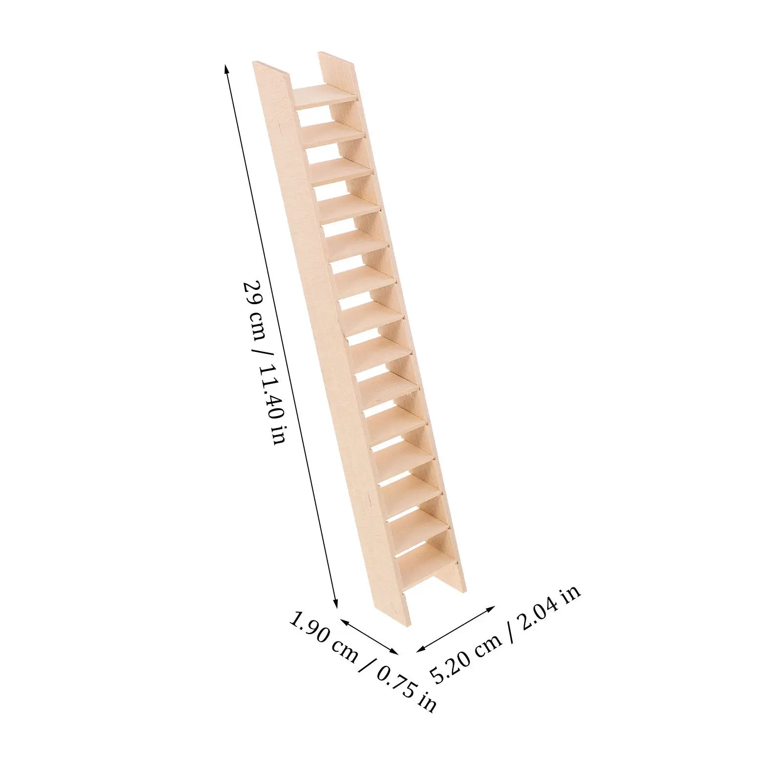Miniature Ladder Wooden Unpainted Smooth Surface for Mini House Decoration Landscape Ladder Ornament Mini Furniture Accessories