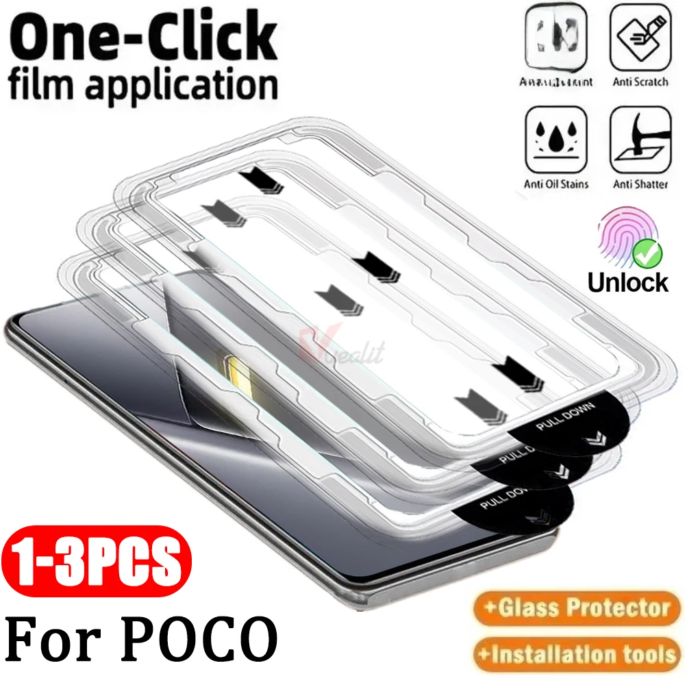 

1-3Pcs Dust-Free Easy Installation Tempered Glass for Poco X8 Pro Max F8 Ultra thin Unlock Screen Protector Poco X8 Pro Cover