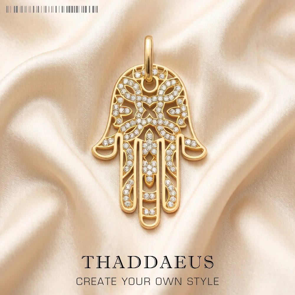 Pendentif main de Fatima, flambant neuf, couleur or, bijoux européens, accessoires en argent Sterling 925, cadeau pour femmes et hommes