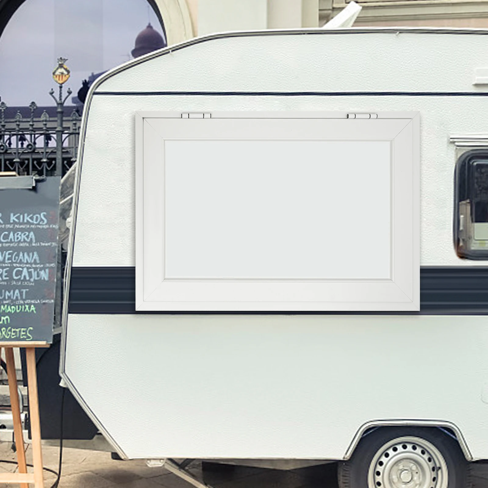 

Concession Window 125x75cm Aluminum Alloy Serving Hatch with 80° Opening & Waterproof Seal, Concession Window for Food Truck