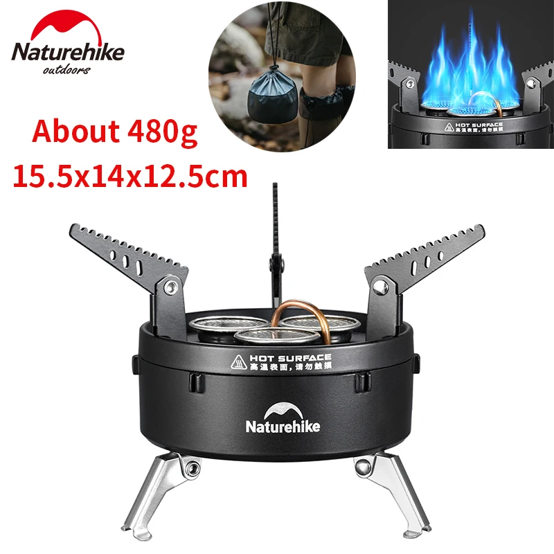 Naturehike Folding Gas Stove Ultralight Head Burner Outdoor Camping Travel Hiking 3300W High Power Furnance Adjustable Valve