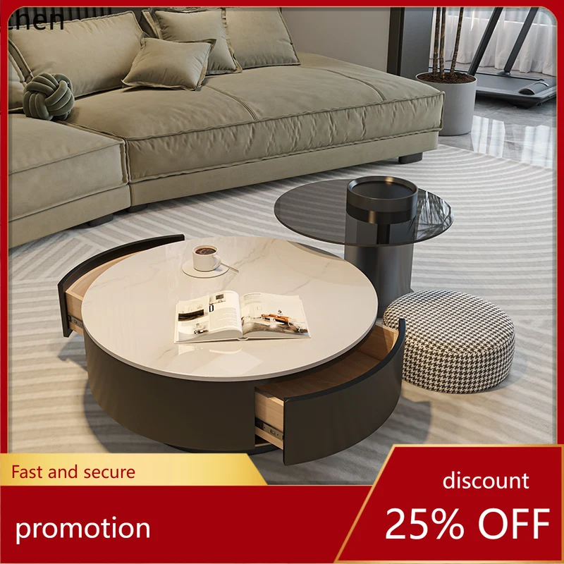 

ZML rock slab round coffee table modern simple size apartment minimalist high sense