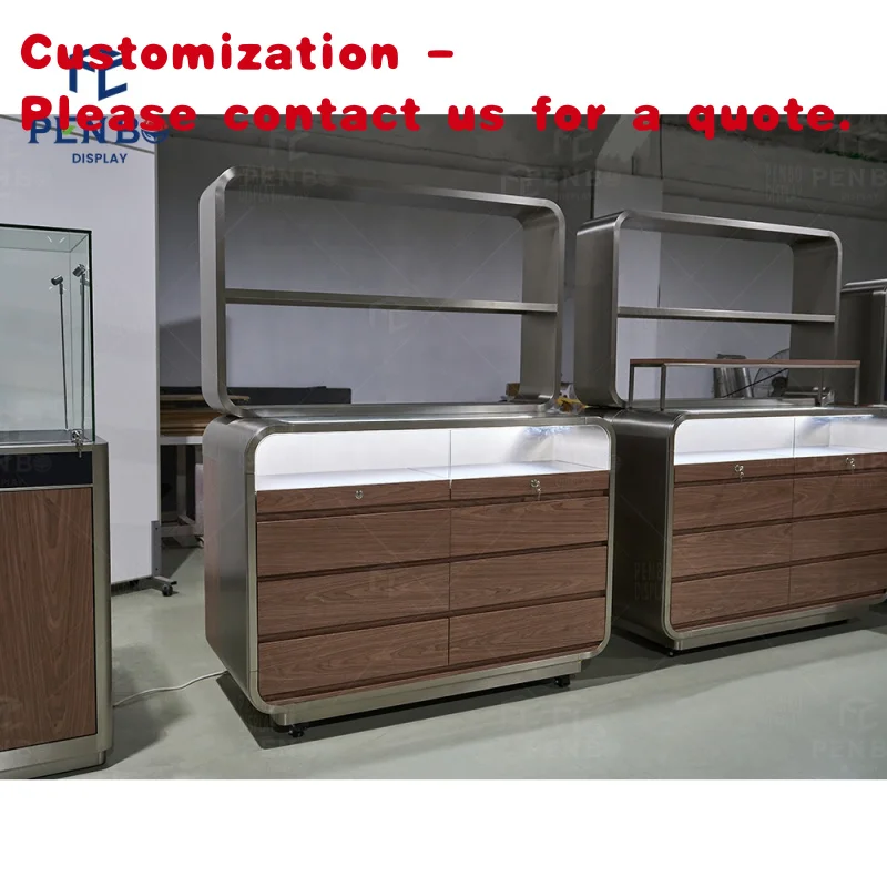 custom.Commercial Wrist Watch Store Furniture Customized  MDF Wood Led Lighting Watch Display Stand Showcase With Display Shelf