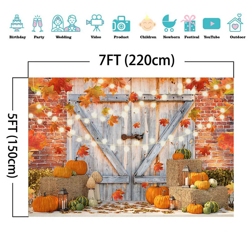 ฤดูใบไม้ร่วง Maple Leaves การถ่ายภาพฉากหลัง Photocall ฟาร์ม Haystack ตกแต่งเด็กภาพพื้นหลัง Photo Studio ฤดูใบไม้ร่วงฟักทอง
