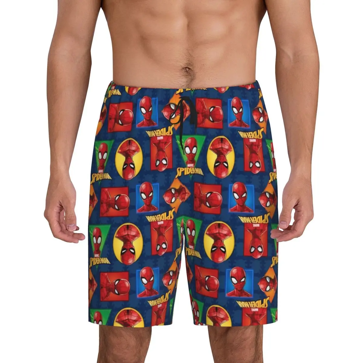 

Custom Spider Man Cartoon Superhero Pajama Shorts for Men Sleepwear Lounge Bottom Stretch Sleep Short Pjs with Pockets