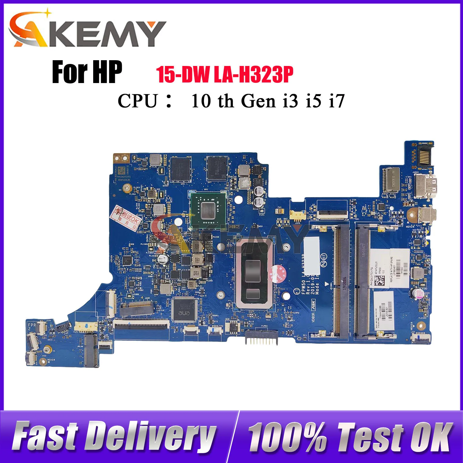 

LA-H323P Laptop Motherboard For HP Pavilion 15-DW With i3 i5 i7 8th 10th Gen CPU 2GB GPU L68080-601 L51993-601 100% Fully Tested