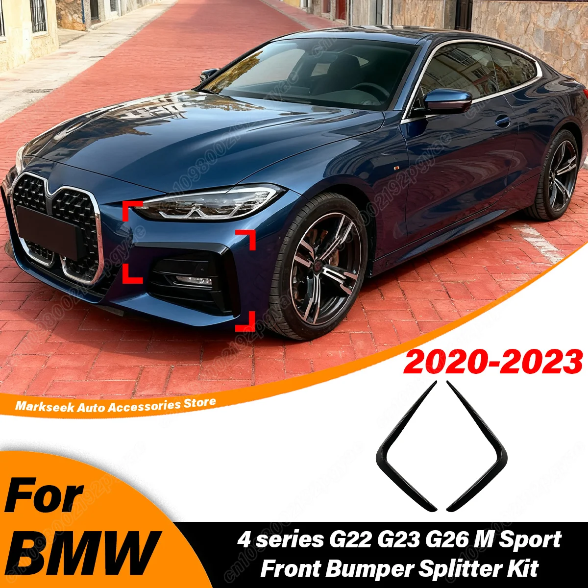 

For BMW 4 Series G22 G23 G26 M Sport 2020 2021 2022 2023 Front Bumper Splitter Fog Lamp Air Knife Sports Spoiler Car Accessories